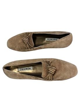 Jasmin Women’s Vintage Suede Leather Slip On Low Heel Loafer Pump Shoes Sz 33